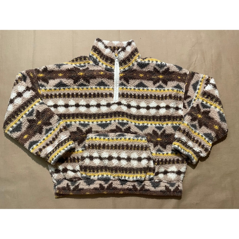 Offline by Aerie Fleece Pullover Size XL Brown Granola Girl Gorpcore Aztec FLAW
